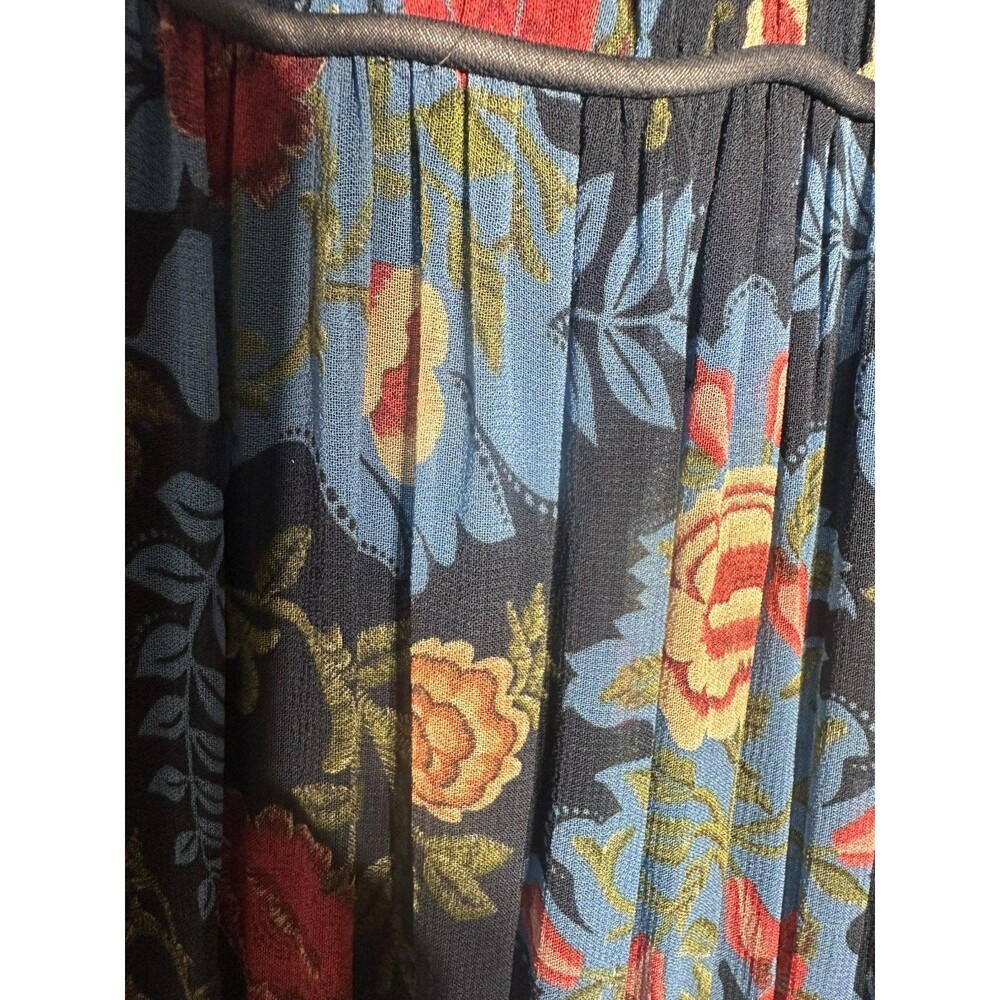 FARM Rio Arabesque Floral Tiered Maxi Dress Gown Blue Red Long Sleeve Size M - Picture 13 of 13